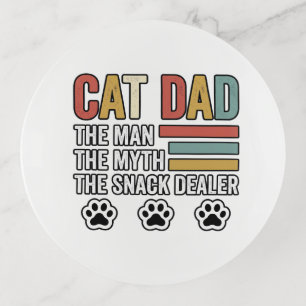 Cat Dad Vintage Funny Snack Dealer Shirt Design_1 Trinket Tray