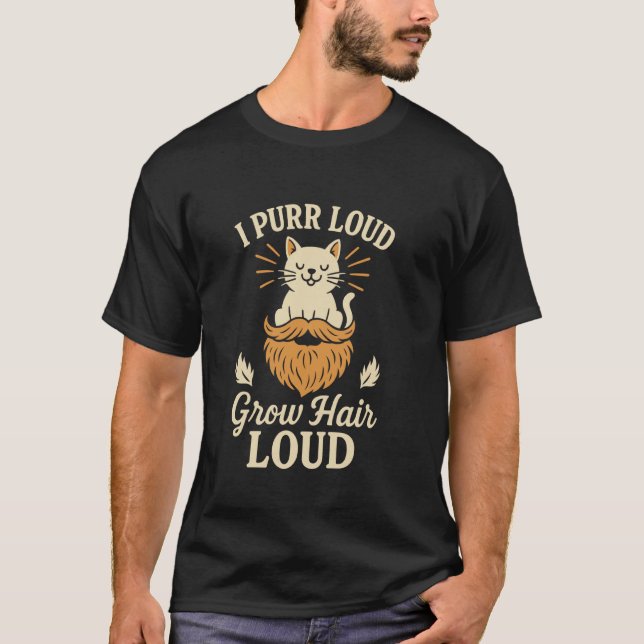 Cat Dad With Beard Funny Feline Lover Whiskered Pr T-Shirt (Front)