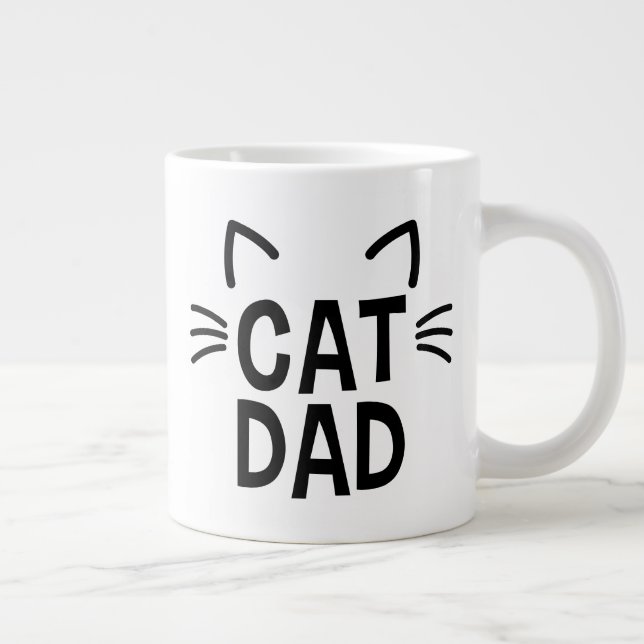Cat Dad With Ears & Whiskers Giant Coffee Mug (Right)