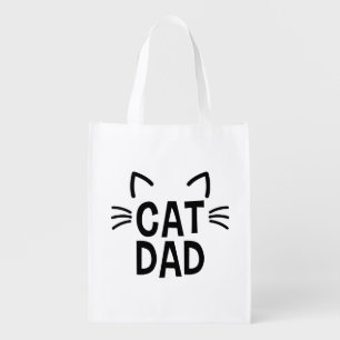 Cat Dad With Ears & Whiskers Grocery Bag