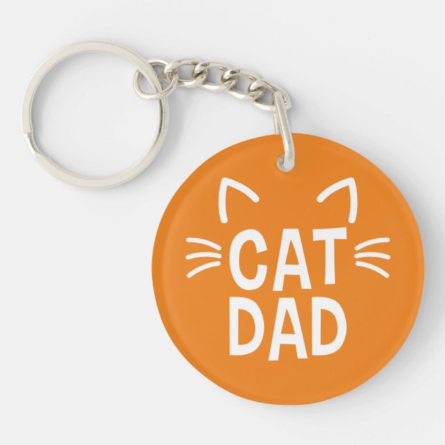 Cat Dad With Ears & Whiskers Keychain (Front)