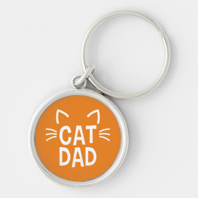 Cat Dad With Ears & Whiskers Keychain (Front)