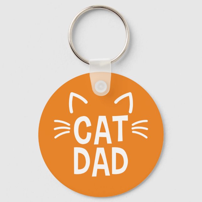 Cat Dad With Ears & Whiskers Keychain (Front)