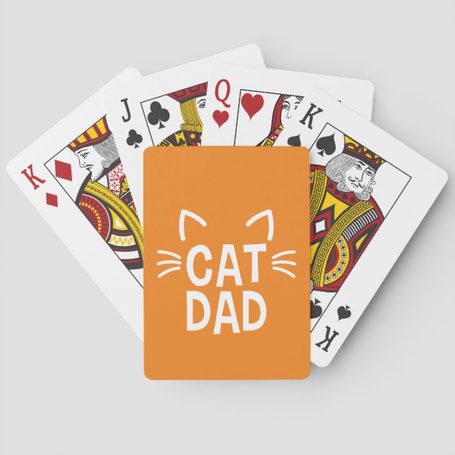 Cat Dad With Ears & Whiskers Poker Cards (Back)