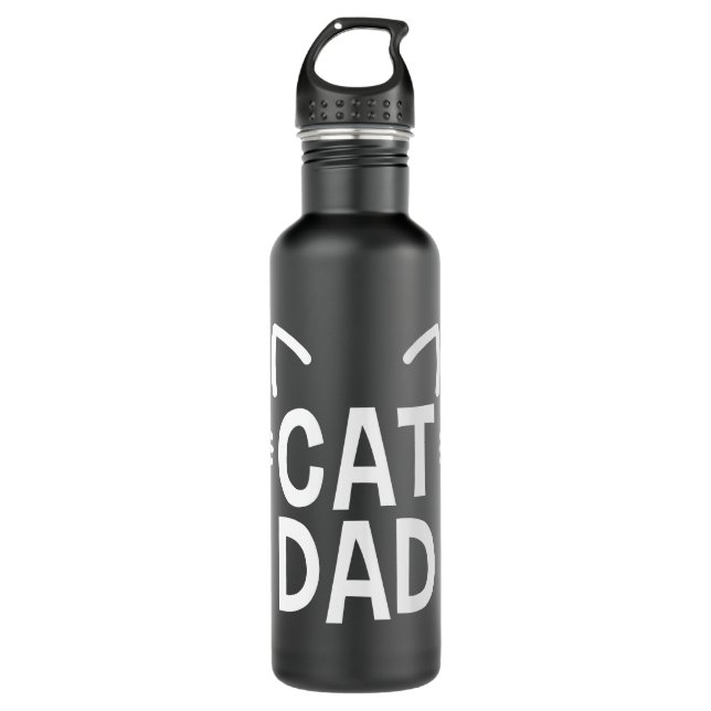 Cat Dad With Ears & Whiskers Stainless Steel Water Bottle (Front)