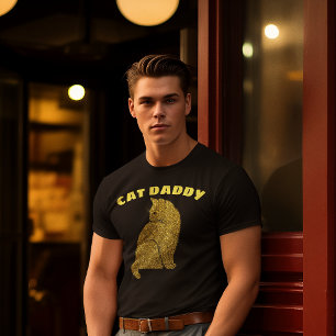 CAT DADDY CAT DAD GLITTER T-SHIRTS