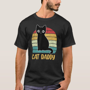 Cat Daddy Cute Cats for Men Dad Retro Black Cat T-Shirt