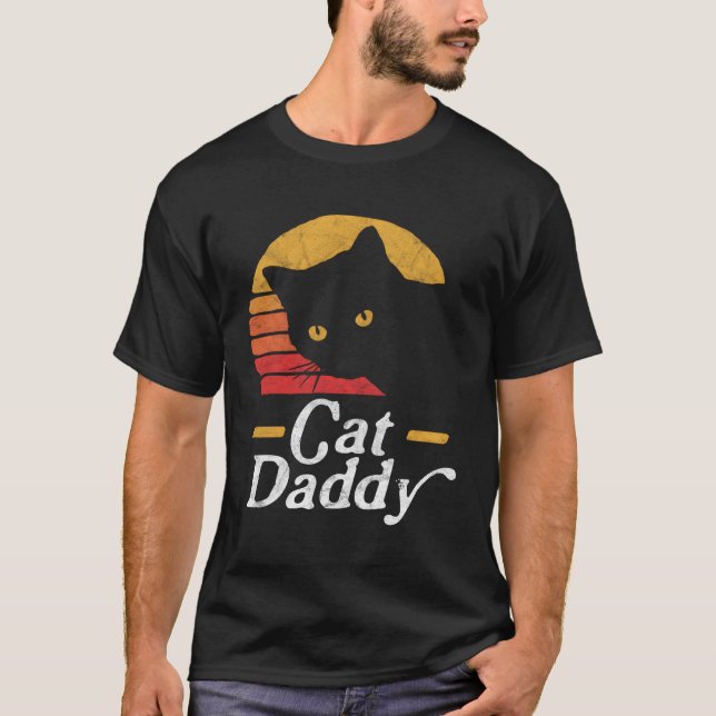 Cat Daddy Eighties Style Cat Distressed T-Shirt (Front)