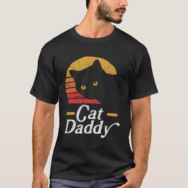 Cat Daddy Eighties Style Cat Distressed T-Shirt (Front)