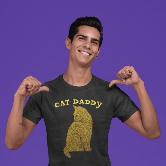 CAT DADDY FAUX GOLD GLITTER BLACK T-SHIRTS (Creator Uploaded)