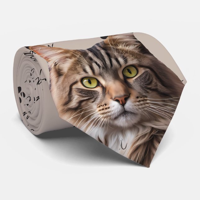 Cat Daddy Gray Tabby Cat Neck Tie (Rolled)