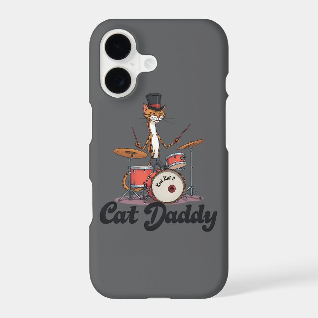 Cat Daddy Musician Drummer | Tabby Cats Art Phone Case-Mate iPhone Case (Back)