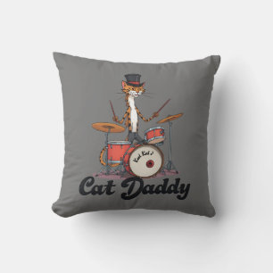 Cat Daddy Musician Jazz Music Drummer Cats Dad Throw Pillow