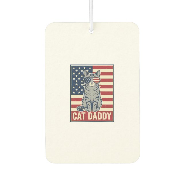 Cat Daddy Patriotic Cat Vector Design_1 Air Freshener (Front)