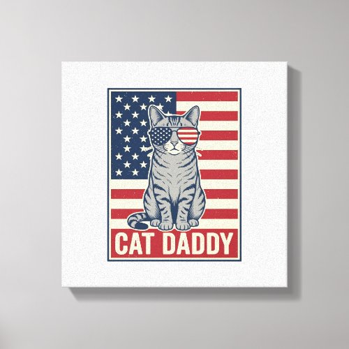 Cat Daddy Patriotic Cat Vector Design_1 Canvas Print