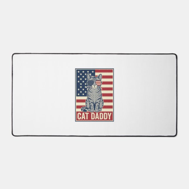 Cat Daddy Patriotic Cat Vector Design_1 Desk Mat (Front)