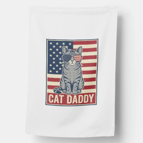 Cat Daddy Patriotic Cat Vector Design_1 House Flag