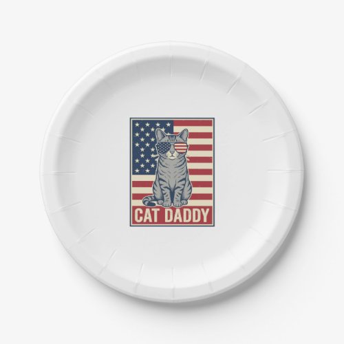 Cat Daddy Patriotic Cat Vector Design_1 Paper Plates