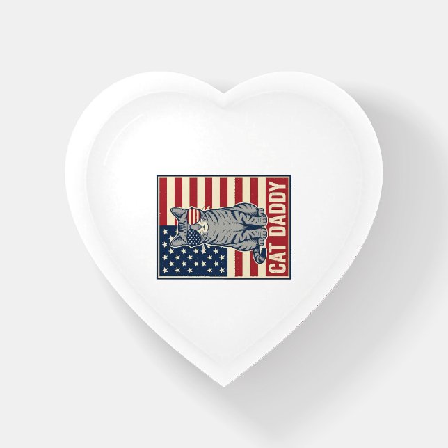 Cat Daddy Patriotic Cat Vector Design_1 Paperweight (Front)