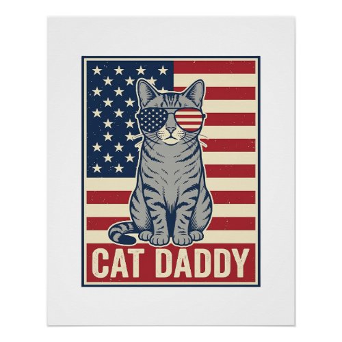 Cat Daddy Patriotic Cat Vector Design_1 Poster