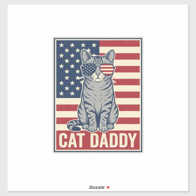 Cat Daddy Patriotic Cat Vector Design_1 Sticker (Sheet)