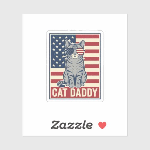 Cat Daddy Patriotic Cat Vector Design_1 Sticker