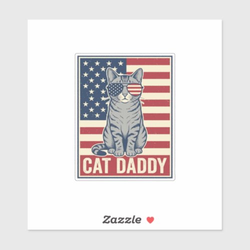 Cat Daddy Patriotic Cat Vector Design_1 Sticker