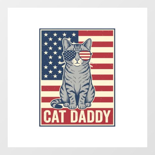Cat Daddy Patriotic Cat Vector Design_1 Window Cling