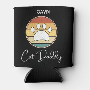 Cat Daddy Retro Cat Paw Grandpa Christmas Gift Can Cooler