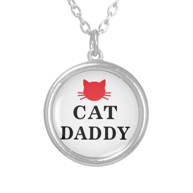 Cat Daddy Silver Plated Round Necklace (Front)