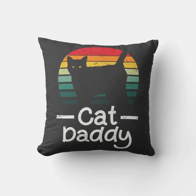 Cat Daddy Throw Pillow (Front)