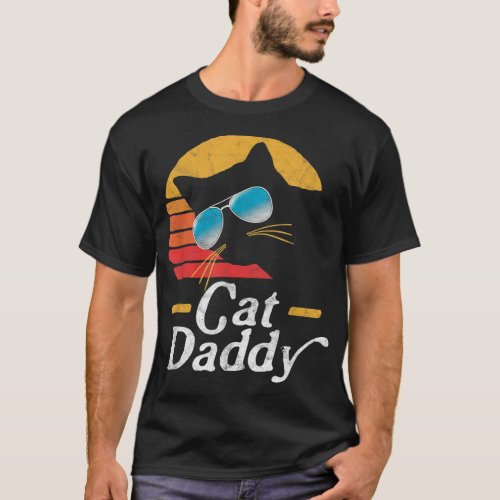 Cat Daddy Vintage 80s Style Cat Retro Sunglasses D T_Shirt