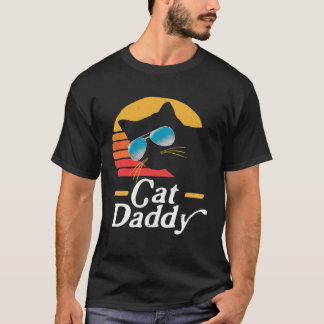 Cat Daddy Vintage 80s Style Cat Retro Sunglasses D T-Shirt