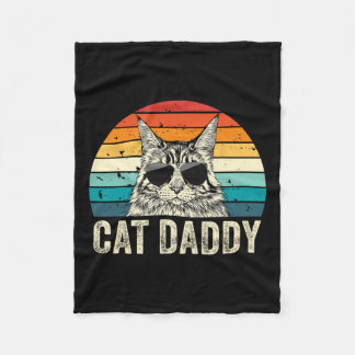 Cat Daddy Vintage Distressed Maine Coon Cat Dad  Fleece Blanket