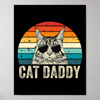 Cat Daddy Vintage Distressed Maine Coon Cat Dad  Poster