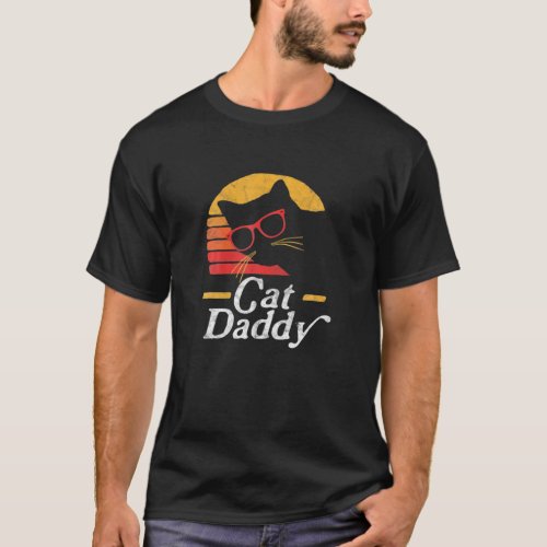 Cat Daddy Vintage Eighties Style Cat Hipster Glass T_Shirt