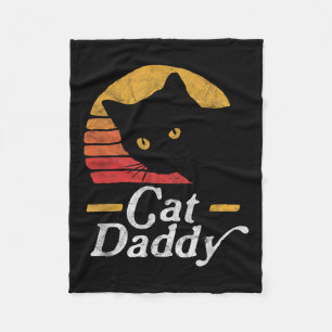Cat Daddy Vintage Eighties Style Cat Retro Distres Fleece Blanket