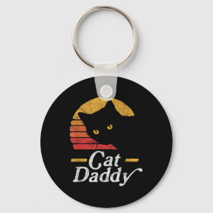 Cat Daddy Vintage Eighties Style Cat Retro Distres Keychain