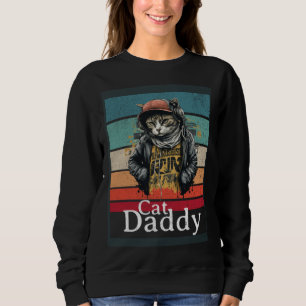 Cat Daddy Vintage Eighties Style Cat Retro Distres Sweatshirt