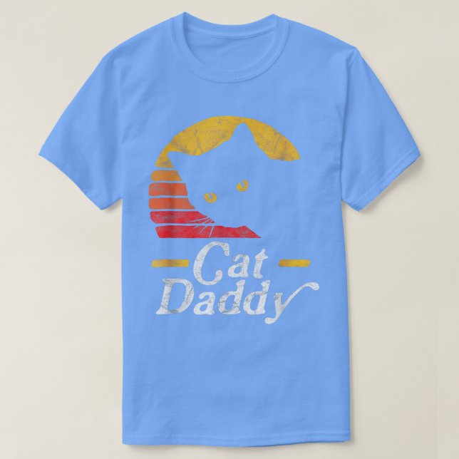 Cat Daddy Vintage Eighties Style Cat Retro Distres T-Shirt (Design Front)