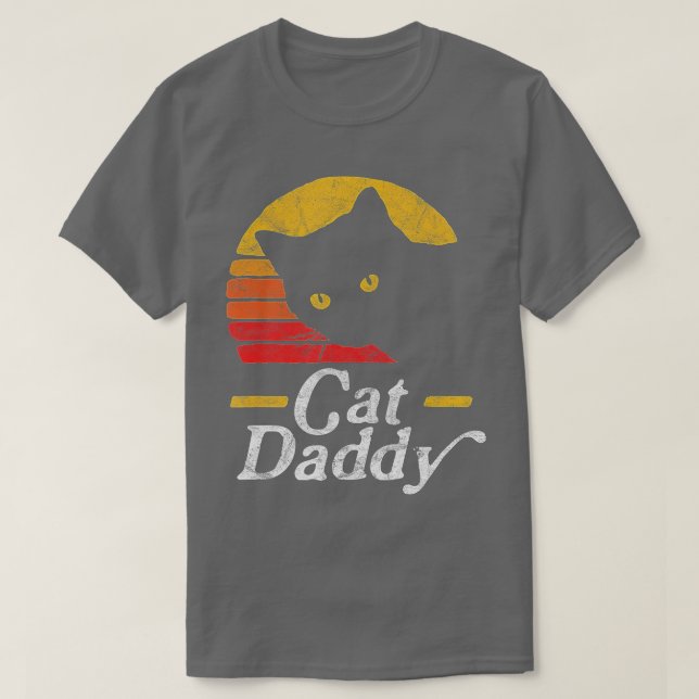 Cat Daddy Vintage Eighties Style Cat Retro Distres T-Shirt (Design Front)