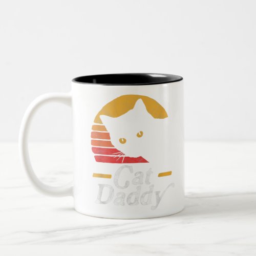 Cat Daddy Vintage Eighties Style Cat Retro Two_Tone Coffee Mug