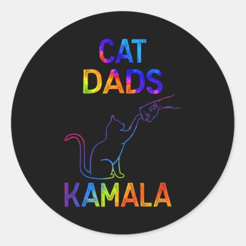 Cat Dads For Kamala Tie_dye Harris Madam President Classic Round Sticker