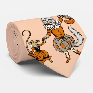 cat dancing with mouse print neck tie