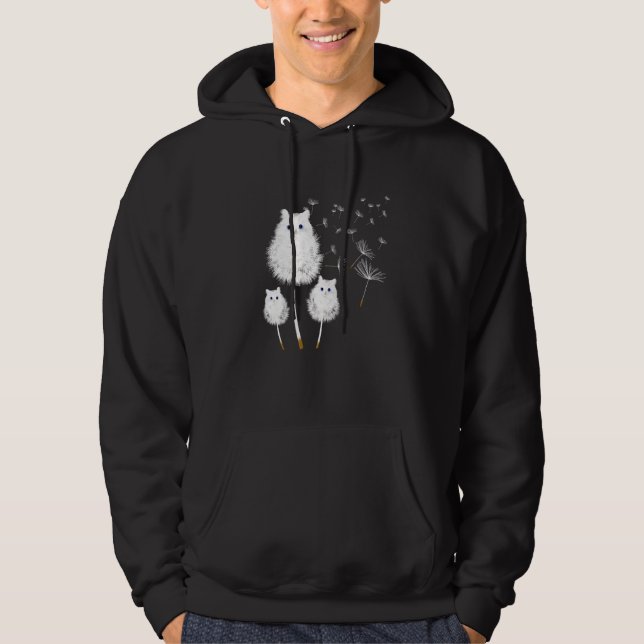 Cat Dandelion Amazing Flower Cat Hoodie (Front)