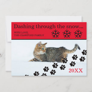 Cat Dashing Through the Snow - 3x5 Christmas Card