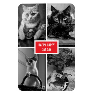 cat day black white red magnet