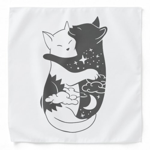 Cat day cat night illustration _ Choose background Bandana