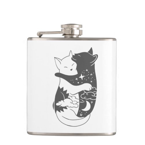 Cat day cat night illustration _ Choose background Flask