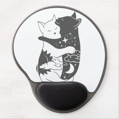Cat day cat night illustration _ Choose background Gel Mouse Pad